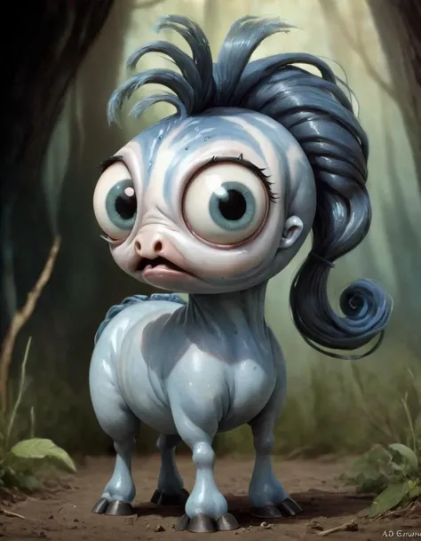 real life version of
a horse Poliwag hybrid
from a tim burton ,
by Adi Granov and Kurzgesagt