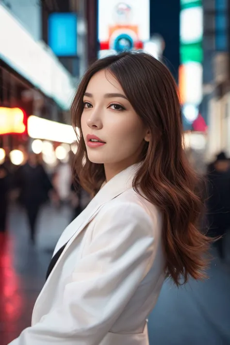 best quality, masterpiece, highres, (best detail:1.4), (photorealistic:1.4),
1girl, European face, 24 years old, fluttering hair, perfect fingers, symmetrical, (small breasts:1.4), elegant poses, random composition, random angle of view,
white business suit, (white coat:1.2), (intricately detailed black lingerie:1.4), (walking on crossroad in Shibuya:1.4), shadow,
sharpness texture, RAW photo, detailed face, shallow depth of field, dslr, textured skin, highly realistic skin, film grain, Fujifilm XT3, <lora:AIGirlXL_V1:0.7>