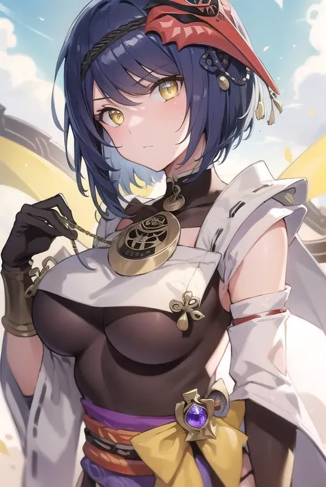 sarakujou, <lyco:sarakujou-lyco-nochekaiser:1>,
sara kujou, blue hair, short hair, swept bangs, (yellow eyes:1.5),
BREAK bird mask, gloves, leotard, bracer, detached sleeves, elbow gloves, gloves, japanese clothes, jewelry, leotard, mask, mask on head, obi, pelvic curtain, pendant, sash, sleeveless, vision (genshin impact), wide sleeves,
BREAK looking at viewer,
BREAK outdoors,
BREAK <lyco:GoodHands-beta2:1>, (masterpiece:1.2), best quality, high resolution, unity 8k wallpaper, (illustration:0.8), (beautiful detailed eyes:1.6), extremely detailed face, perfect lighting, extremely detailed CG, (perfect hands, perfect anatomy),