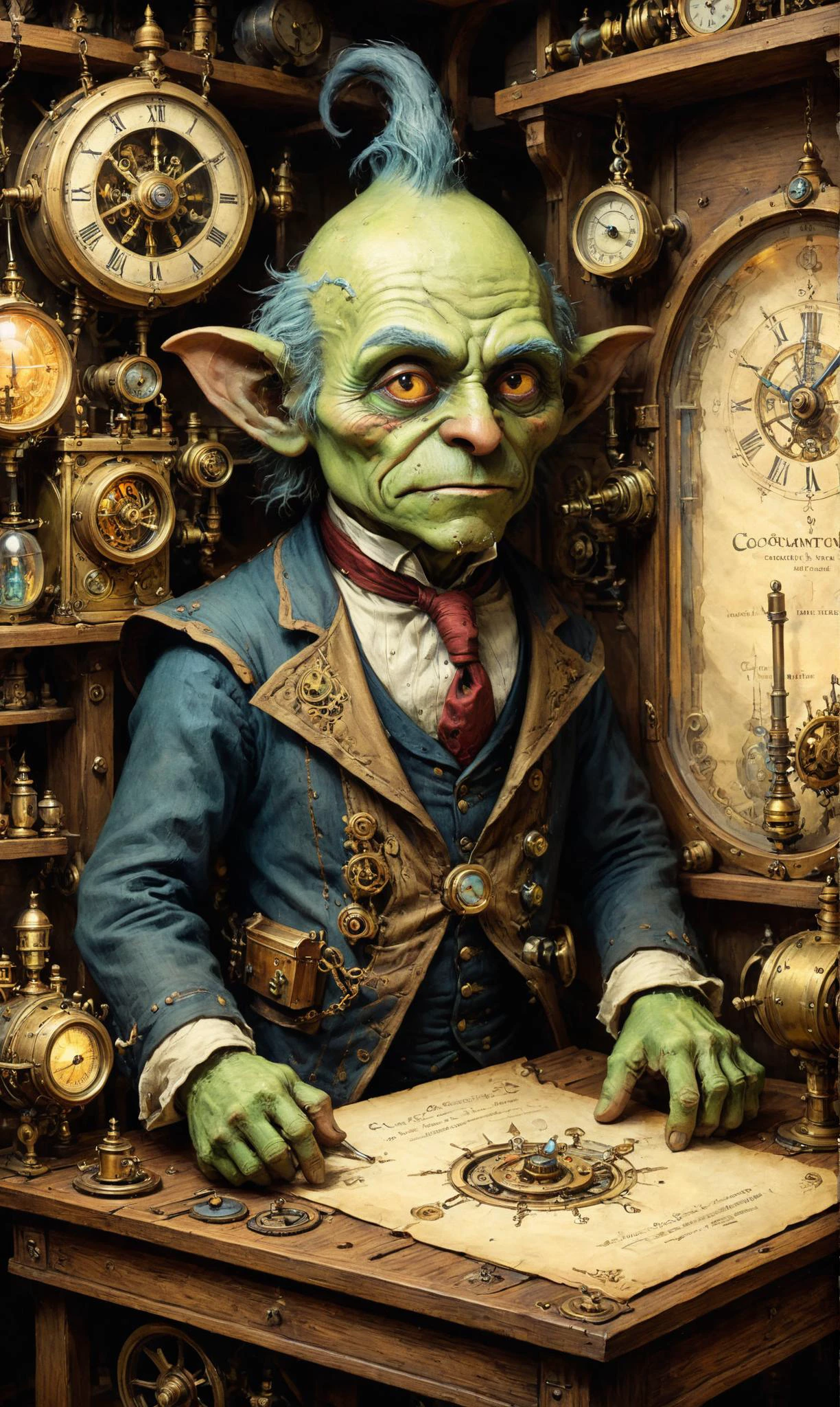 a Goblin inventor with steam-powered, ingenious contraptions at a Clockwork automaton shop with moving displays, ultra-fine digital painting, <lora:xl_more_art-full_v1:0.3>, <lora:ParchartXL-1.5:0.7> on parchment, ink illustration, <lora:bl4ckl1ghtxl:0.7> bl4ckl1ghtxl <lora:gildedvictoriansxl_v1:0.4> victorianstyle