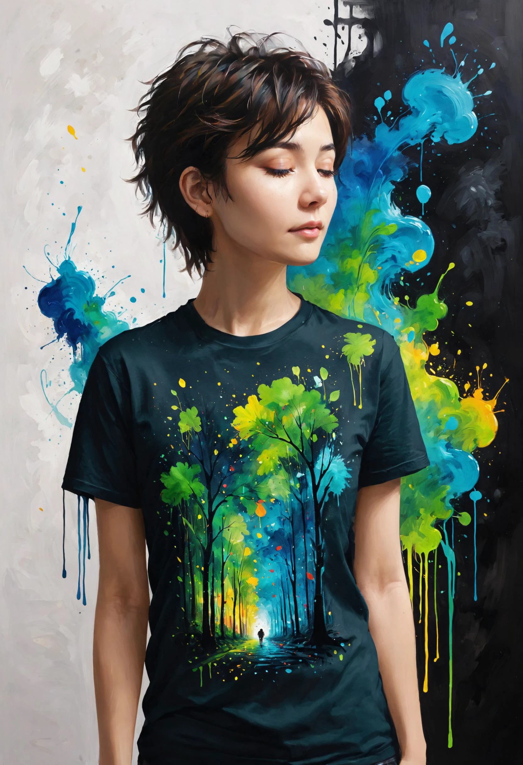 I see the deepest greens, I hear the darkest blues, Might not be synesthesia, Might be apartment fumes, <lora:xl_more_art-full_v1:0.4>, <lora:MJ52:0.4>, tenebrism, <lora:wildlife-sdxl:0.8> t-shirt_design, <lora:bl4ckl1ghtxl:0.7> bl4ckl1ghtxl
