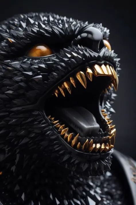 vampire with piercing fangs made of ObsidianGold, sharp focus, masterpiece, sharp details, sfw, focus on face <lora:ObsidianGold:0.8>