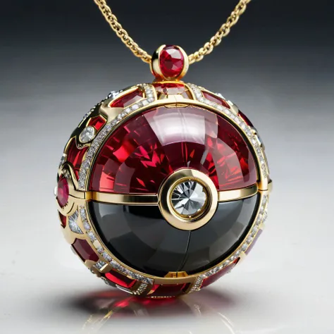 A stunning POKEBALL exquisitely crafted of breathtaking Ruby and diamond, expert craftmanship, plain background, BREAK, (8k:1.0), (hi res:1.0), (masterpiece:1.0), (best quality:1.0), (realistic:1.2), (ph0t0x2:1.0),