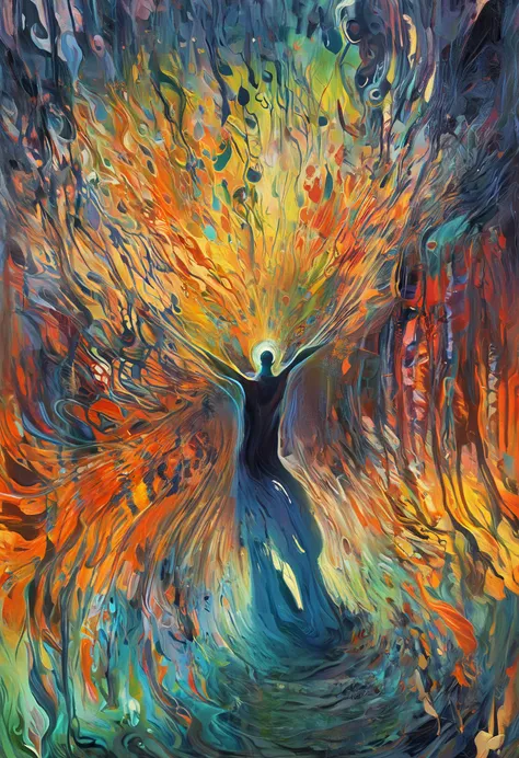 Edvard Munch style oil painting, psychedelic art (drdjns style), a synesthete hears Beethoven's Ode to Joy for the very first time, 8k, hdr, masterpiece