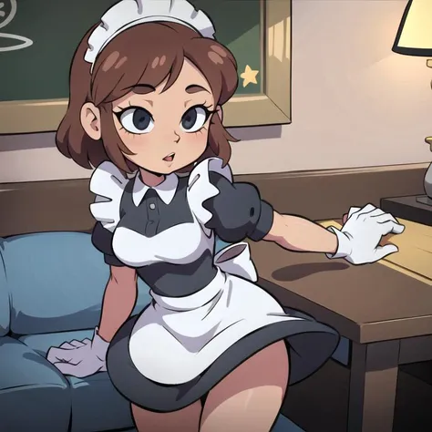 cartoon woman (wearing maid outfit:1.3)