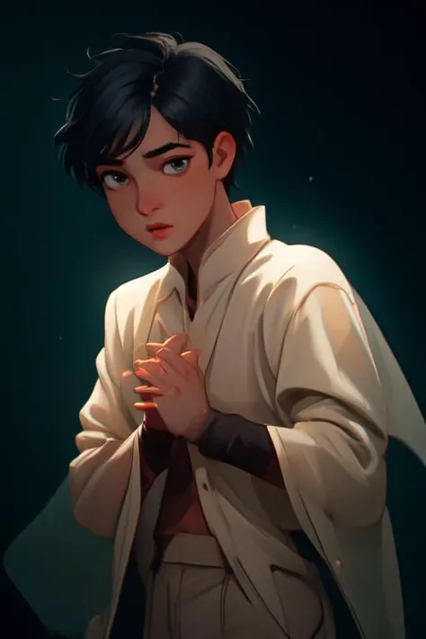 (masterpiece:1.21),(illustration:1.1),best quality,delicate details,refined rendering,Anime style,extremely detailed CG unity 8k wallpaper,toon style),(EOS R8,50mm,F1.2,8K,RAW photo:1.2),(1boy:1.45),male focus,(solo:1.33),Asian Slim male,slim,thin,adult,well-proportioned hands,Eyeball,dramatic angle,Classic Slicked Back,black eyes,solid eyes,thick eyebrows,([Task lighting|Eye light|Split Lighting|Key fill lighting]),sleeves_past_fingers,Chinos,