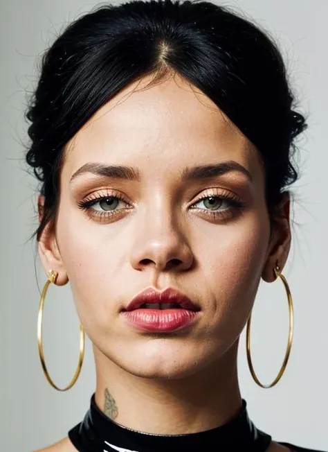close up portrait of sks woman , by Flora Borsi, style by Flora Borsi, bold, bright colours, ((Flora Borsi)), by Andreas Gursky, <lora:lora-small-rihanna-v1:1>