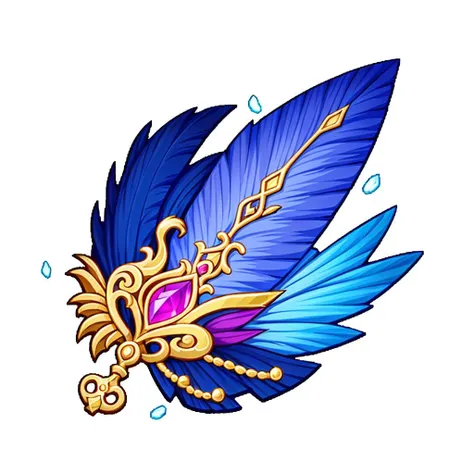 feather, yumao, no humans, simple background, solo,gem, holding,fans theme,