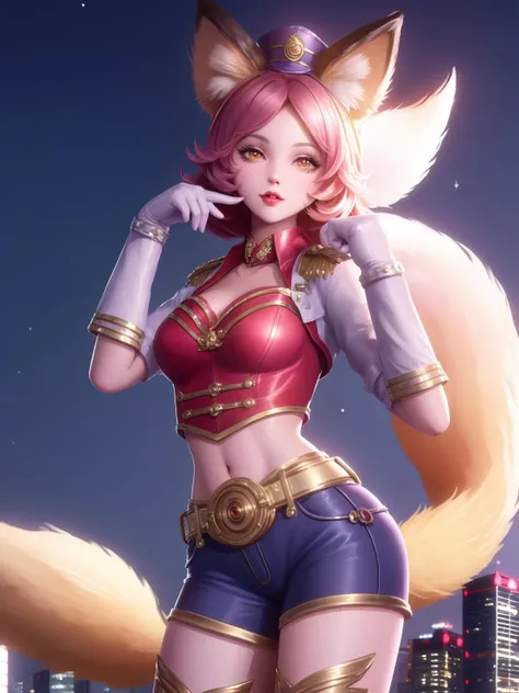 ahri, ahri_(league_off_légenoffs), 1fille, absuroffs, animal_ears, noir_hairs, detached_sleeves, distribution, soin du visage_brand, fox_ears, fox_queue, main_up, high resolution, league_off_légenoffs, Long_hairs, combinaison off ski, Magic, plusieurs_queues, white_queues, orange_eyes, separated_Lips, bare, offbout, queue, complet_corps, bras offrrière le dos