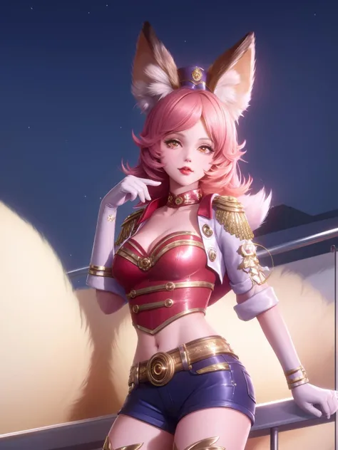 <lora:WZRYd_20230809141643:0.75>,WZRYdajiMLWJS,1girl, mature female, looking at viewer, cityscape, night, hat, feathers, animal ear fluff, collar, cowboy shot,thigh boots, animal ears,small fox ears, belt,
