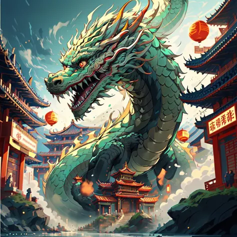 realistic,floating,festival,glow, no humans,dragon,fur trim, body dragon, temple,Chinese <lora:DragonsTemple:0.65>