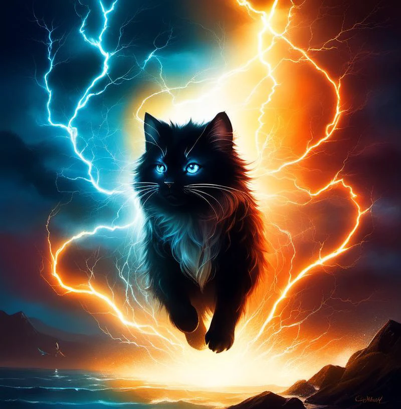 lighting_thunder,<lora:electricity:1>, cute cute cute creature, an illustration by esao andrews, cyril rolando and goro fujita, deviantart, fantasy art, storybook illustration, oil on canvas