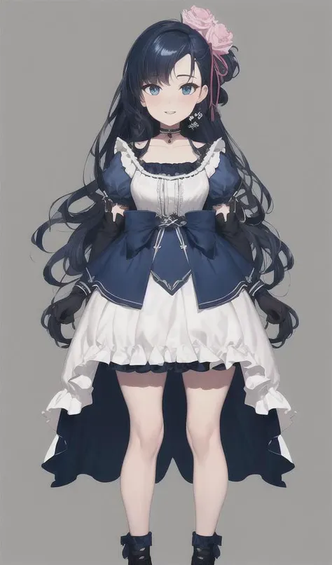 simple background, beach, 1girl, absurdres, black bow, black gloves, black legwear, blue eyes, blue hair, bow, collarbone, dress, drill hair, frilled dress, frills, gloves, gwen \(league of legends\), hair ornament, highres, league of legends, long hair, parted lips, puffy sleeves, pink pupils, smile, solo, white dress, x, x hair ornament <hypernet:gargantuaVtuber_vtuber:0.7> full body,, (hyperrealistic:1.2), (extremely detailed CG unity 8k wallpaper), (ultra-detailed), masterpiece, best quality, 1girl,, looking at viewer,, myhands