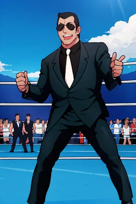masterpiece, best quality, solo, male,looking at viewer,outdoor,wrestling ring,
<lora:akaiwaV1:1>akaiwa