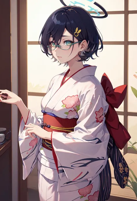 best quality, masterpiece, highres, solo, (chihiro_bluearchive:1.10), (yukata:1.30), (kimono:1.15), 28 <lora:chihiro_bluearchive:0.80>