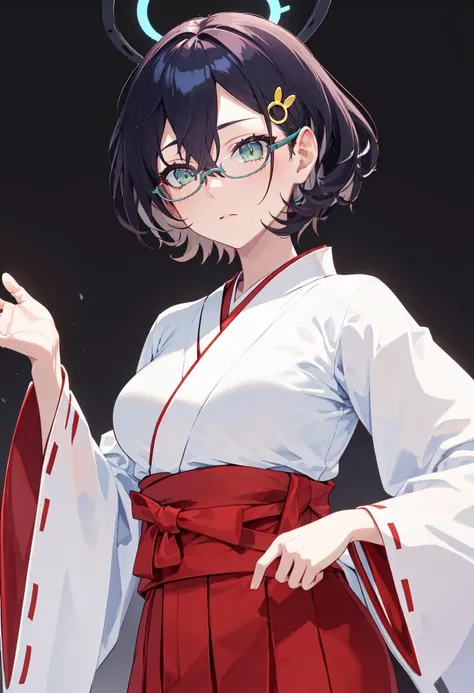 best quality, masterpiece, highres, solo, (chihiro_bluearchive:1.10), (white kimono:1.35), (red hakama:1.35), (wide sleeves:1.20), 27 <lora:chihiro_bluearchive:0.80>