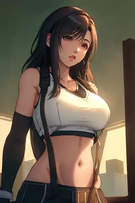 upper body, fcPortrait, midriff, crop top, <lora:Crop-tops-fc-v3:1> ,tifa <lora:tifa_v2.3:1>