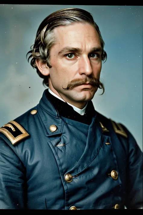 JoshuaChamberlain, ((long bushy walrus mustache, Technicolor:1.1))