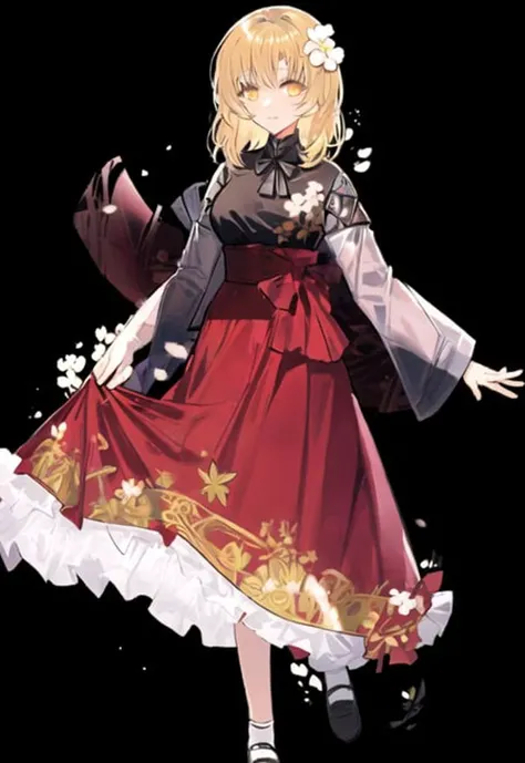 aki_shizuha, ryuuguu_rena, leaf, blur_censor, black_background, leaf_hair_ornament, chromatic_aberration, photo_background, blonde_hair, looking_at_viewer, skirt, short_hair, shirt, autumn_leaves, hair_ornament, red_shirt, skirt_lift, long_sleeves, 1girl, skirt_hold, 3d, yellow_eyes, simple_background, multiple_girls, bokeh, danmaku, pov, letterboxed, maple_leaf,  <lora:(higurashi_no_naku_koro_ni)_ryuuguu_rena:1>,, [ultra -detailed,best illustration,elaborate illustrations,beautiful,amazing,masterpiece,realistic,best quality,classic,intricate,charismatic,finely detail,intricate design,intricate detailed,synesthesia,league of legends splash art,bloom,floating,magic circle,extremely detailed cg,extremely delicate and beautiful,advent of a powerful enemy,female,mature _ female,first _ person _ view,solo,solo _ focus,expressionless,standing,from side,full _ body,tachi -e,disheveled hair,perfect face,beautiful detailed eyes,detailed eyes,anime detailed eyes,detailed face and eyes,detailed pupils,sharp eyes,slanted eyes,colored eyelashes,glowing eyes,ringed eyes,slit pupils,devil eyes,snake pupils,jewel -like _ eyes,beautiful _ detailed _ sunlight,shine,best shadow,natural sunlighting,glitter,cinematic lighting,intricate lighting,ray tracing,light dust,light trails,strong rim light,core shadow,intricate shadow,textile shading,inverted colors lighting,glinting stars,<anime-background-style, anime-background-style-v2>]:0.5<hypernet:artist kishiyo:0.66>