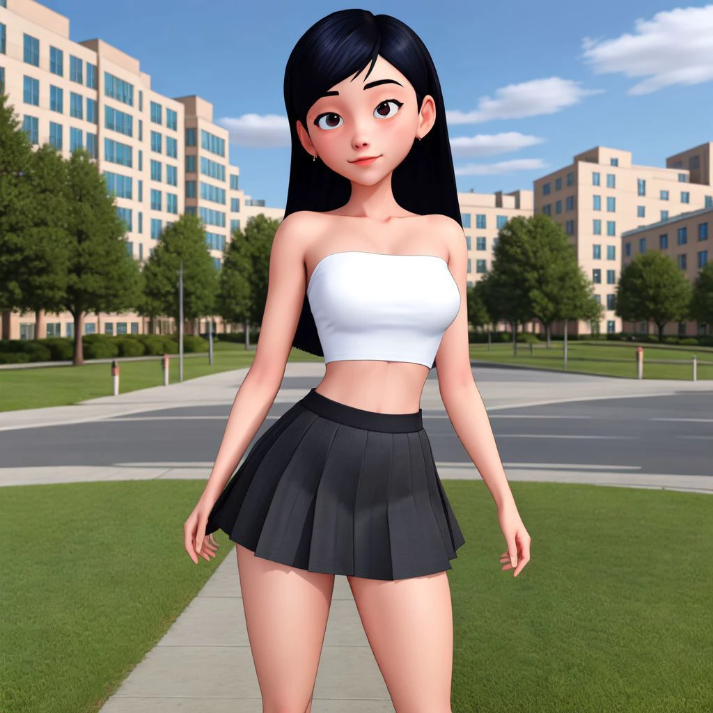 <lora:VRAMsViolet640v2:0.5>,xyzviolet,1girl,long hair,beautiful,masterpiece,tube top,microskirt,<lora:3DMM_V11:0.2>,3DMM,dynamic angle,standing, in a city park,