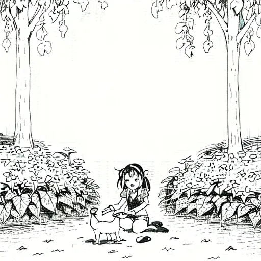 <lora:theFarside_v01:1>1girl play with a little dog in the garden , by gary larson, monochrome, black and white, (best quality), ((masterpiece)), (highres), original, extremely detailed 8k wallpaper, (an extremely delicate and beautiful),high quality, high-definition, extremely detailed, 4k,uhd,
