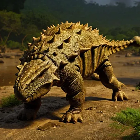 masterpiece, best quality, <lora:Ankylosaurus_Dinosaur:1>, Ankylosaurus_Dinosaur, Jurassic jungle,