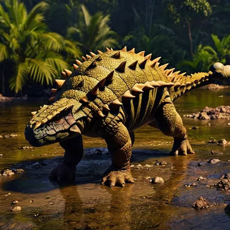 masterpiece, best quality, <lora:Ankylosaurus_Dinosaur:1>, Ankylosaurus_Dinosaur, Jurassic jungle,
