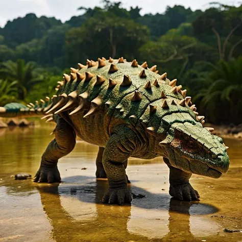 masterpiece, best quality, <lora:Ankylosaurus_Dinosaur:1>, Ankylosaurus_Dinosaur, Jurassic jungle,
