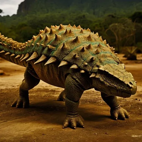 masterpiece, best quality, <lora:Ankylosaurus_Dinosaur:1>, Ankylosaurus_Dinosaur, Jurassic jungle,