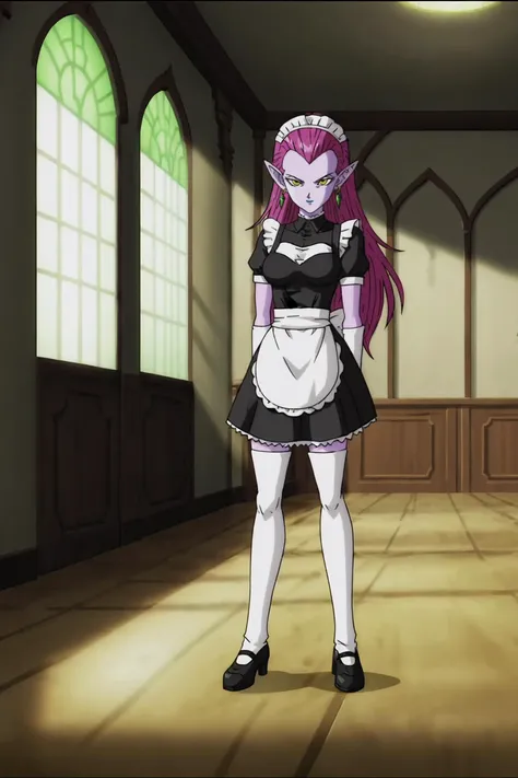 source_anime, score_9, score_8_up, score_7_up, anime screencap,
cocottedbs, high quality,
purple skin, purple hair, yellow eyes, very long hair, earrings, breasts,
sunlight,
maid headdress, maid, mansion, indoors,
<lora:cocotte_pony_v1:0.8>