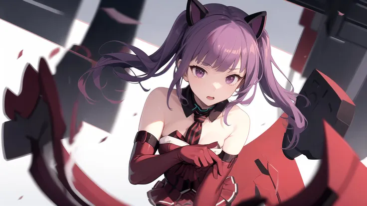 <lora:ichijou_ayaka_locon_v1:0.7>, ichijou ayaka, twintails, sidelocks, ichijou ayaka, velvet kitten, twintails, sidelocks, red leotard, strapless leotard, red gloves, elbow gloves, detached collar, black collar, bare shoulders, red necktie, pleated skirt, black legwear, black pantyhose, thigh strap, black footwear, 
on the moon,