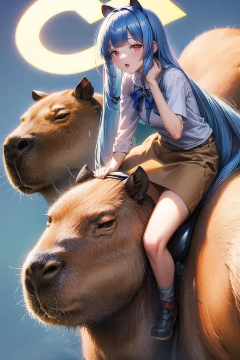 <lora:add_brightness:0.5><lora:add_detail:0.5> <lora:kotonoha_aoi:0.8>ultra detail,nsfw,
<lora:capi-09:1> capybara,
KOTONOHA AOI,HAIR RIBBON, BLUE HAIR, RED EYES, VERY LONG HAIR,BLUNT BANGS, riding capybara,