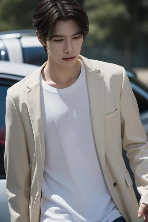 blurry, handsome male, depth_of_field, solo, blurry_background, blurry_foreground, photo_\(medium\)