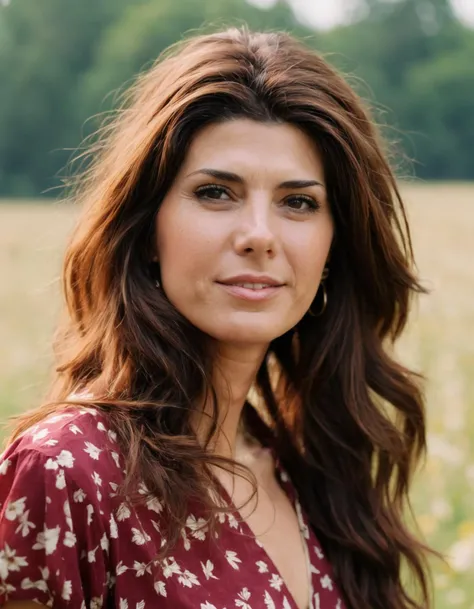 cinematic photo RAW candid cinema,  (((ohwx woman))) portrait in a field, 16mm, ((remarkable color)), (ultra realistic)  <lora:tomei_lora_sdxl_v1-000009:1> . 35mm photograph, film, bokeh, professional, 4k, highly detailed