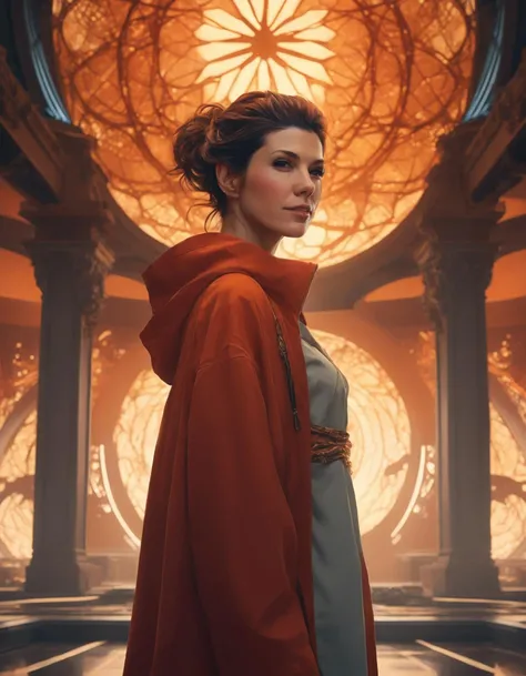 cinematic photo (((ohwx woman))) , highly detailed, digital painting, artstation, standing, facing camera, concept art, smooth, sharp focus, illustration, art by artgerm and alphonse mucha, high definition digital art, dramatic lighting, fractal webs in the background, in the style of ilya kuvshinov and Ross tran <lora:tomei_lora_sdxl_v1-000009:1> . 35mm photograph, film, bokeh, professional, 4k, highly detailed
