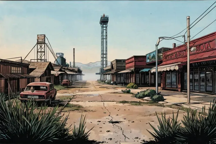 comic book illustration, a deserted, abandoned amusement park, coated in a thick layer of fog, <lora:add_detail:1>