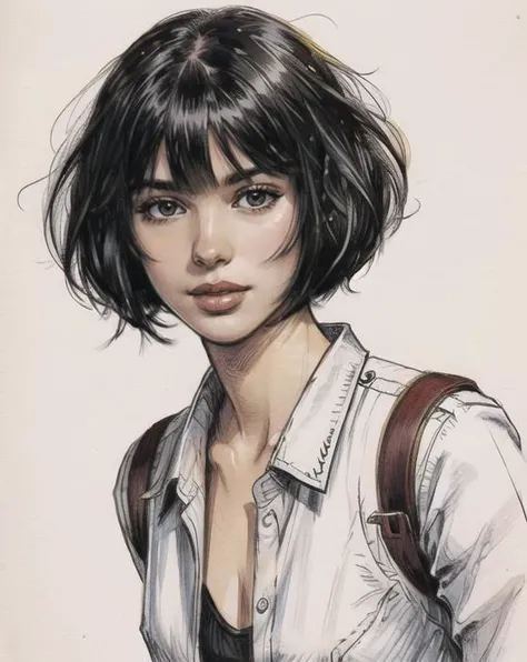 illustration,
1girl, Vanessa Kirkle, black hair,bob cut
<lora:epiNoiseoffset_v2-pynoise:0.3> <lora:more_details:0.3> <lora:PenSketchStyle_v13Dim16:0.3>