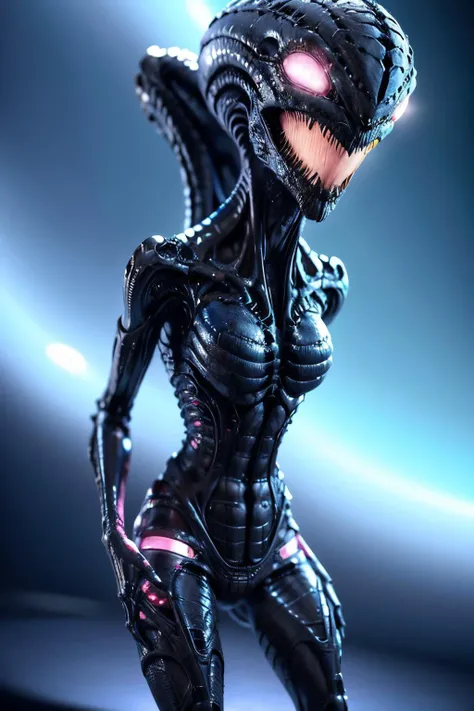 alien spaceship (Realisitc:1.5) Blue and pink woman monster, breasts, <lora:EdobMonsterFemale2_v1.0:0.8>