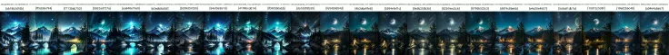 Highly detailed, High Quality, Masterpiece, beautiful, night, (dark environment), mountains, water, trees, <lora:DarkIncursioStyle:1>