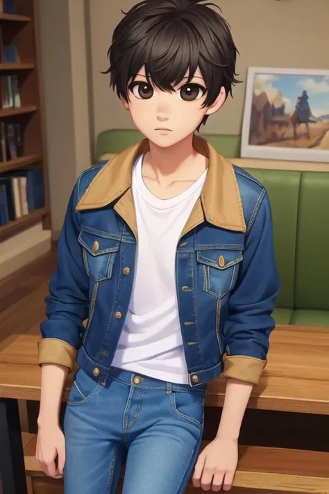 masterpiece, best quality, game cg, 1boy, solo, male focus, looking at viewer, , , <lora:ren_kaidou:0.70>, ren_kaidou, black hair, brown eyes, denim jacket, , ,