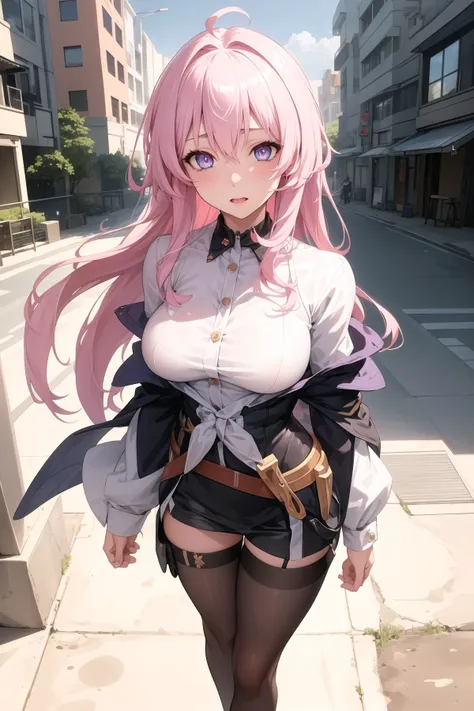 masterpiece, ((best quality)), ((highly detailed)),((detailed eyes, deep eyes)), ((1girl:1.2,solo:1.2)), ((big breasts:1.4)),march 7th honkai star rail,arms at side, Japan, cyberpunk, CityView, Standing at attention,on the street, uniform,long sleeves,red Pencil_Skirt, large breasts:1.2, sneakers, day, black pants, grass, hair between eyes, huge ahoge, long sleeves, standing, hair intakes <lora:fitgirl_4:0.8>  , 1 girl, 20yo,Young female,Beautiful Finger,Beautiful long legs,Beautiful body,Beautiful Nose,Beautiful character design, perfect eyes, perfect face,expressive eyes, looking at viewer, in the center of the image,(Upper_body),(Focus on her face), official art,extremely detailed CG unity 8k wallpaper, perfect lighting,Colorful, Bright_Front_face_Lighting,shiny skin, (masterpiece:1.0),(best_quality:1.0), ultra high res,4K,ultra-detailed, photography, 8K, HDR, highres, absurdres:1.2, Kodak portra 400, film grain, blurry background, bokeh:1.2, lens flare, (vibrant_color:1.2) (Beautiful,large_Breasts:1.4), <lora:march_7th_starrail:0.7>