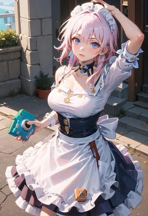 best quality, masterpiece, highres, solo, {march_7th_starrail:0.90}, {maid:1.40}, {long maid dress:1.15}
