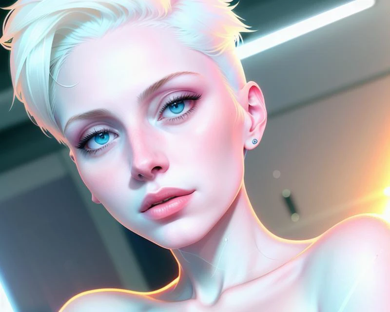 a beautiful amazing diversity cultured masterpiece attractive pale white ghostly striking woman with beautiful high fashion hair cut with light makeup, award winning photo, AgfaPhoto DC-530i, Bokeh,Bracketing 20 megapixels, Depth of field, Satellite imagery, Hard Lighting