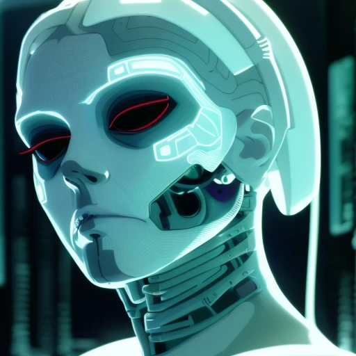 ultra detailed side portrait of female android, beautiful attractive latina woman with white skine, dia de los muertos, cyberpunk, face is decorated with bone art deco patterns, female android, very white skine, intrincate robot body, skull decoration, catrina, sharp focus, sci - fi, fantasy art, digital illustration. octane render, unreal engine, global illumination, intricate detailed. art by giger , 8 k