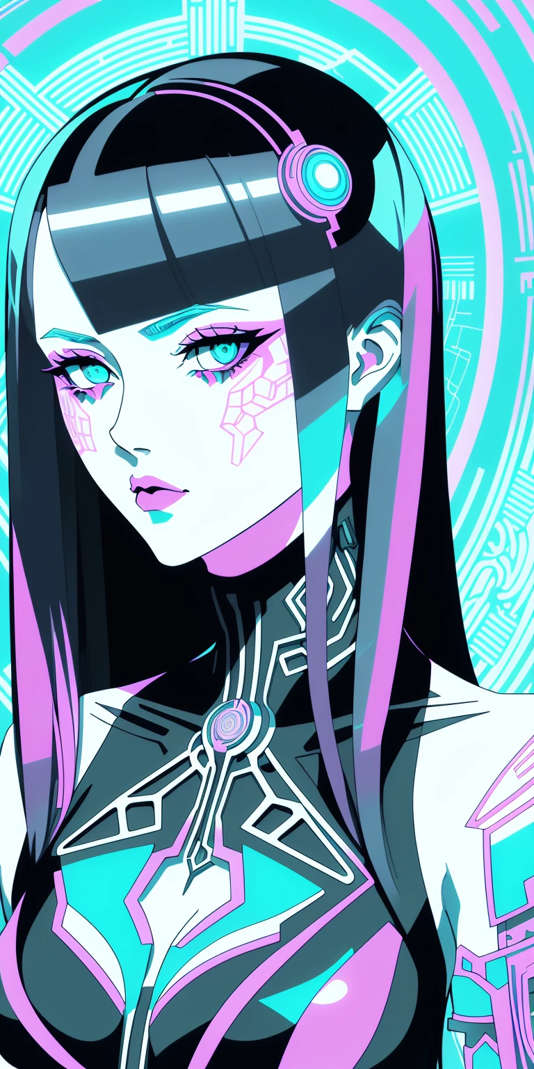 centered detailed portrait of a bikini girl ,elegant, highly detailed, digital painting, artstation, smooth, sharp focus, illustration, illuminated lines, outrun, vaporware, intricate venetian patterns, cyberpunk darksynth, by audrey kawasaki and ilya kuvshinov and alphonse mucha
