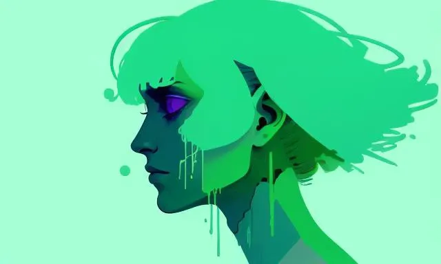 a beautiful soul in the middle of a dystopian future,  forlorn, anxiety, need, empty, drained, (bold striking colors:0.1) and (bold shapes:0.1)