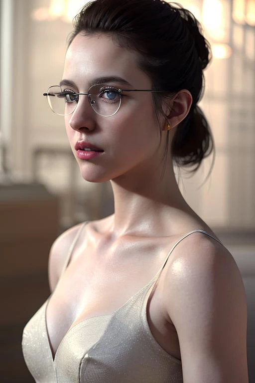 full-body photo of a (elegant) lady standing in the lobby, long china dress, glasses,
    (masterpiece, best quality:1.2), absurdres, perfect artwork, trending on artstation, highly detailed, delicate, (realistic, photo-realistic:1.37), portrait, light on face, detailed face,
facing viewer, from font, looking at viewer