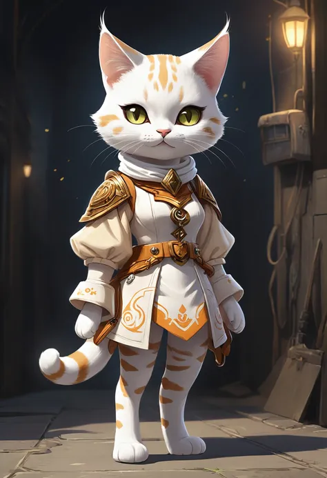 anime artwork concept art Princesscore, Chic American Shorthair Cat with Cream outfit, Westernpunk, A chic American Shorthair cat is dressed in a cream-colored outfit. The feline assistant, named Princesscore, stands out against the dark background. Its fur appears soft and well-groomed. The outfit complements its sleek figure perfectly. This adorable creature seems ready for action in its role as a westernpunk assistant. The image captures the essence of this unique character and her adventurous spirit. It's a delightful sight to behold! . digital artwork, illustrative, painterly, matte painting, highly detailed . anime style, key visual, vibrant, studio anime, highly detailed