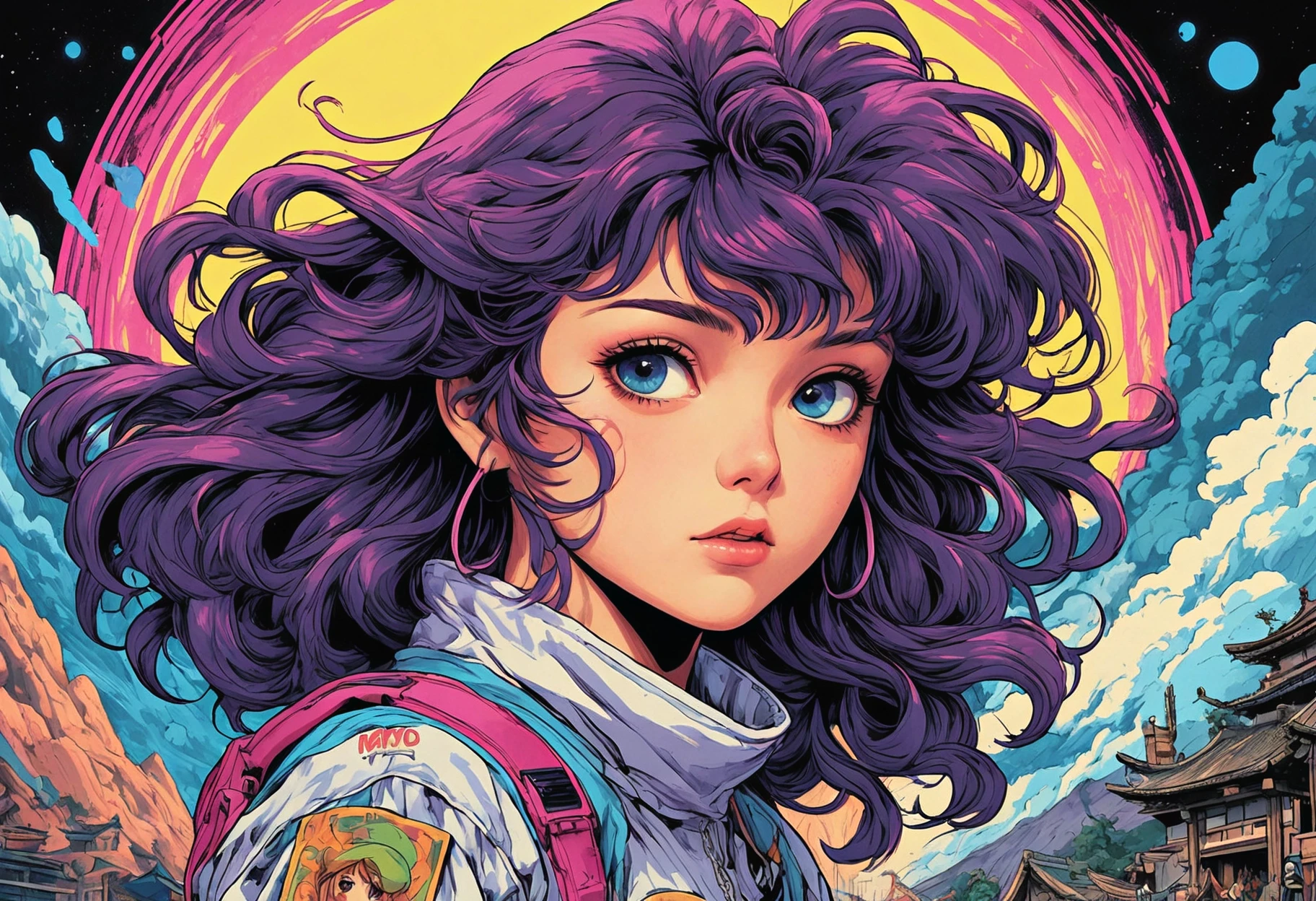 renaissance style anime artwork TaiyM Matsumoto, Yumihiko Amano, Altermodern, (80s style:0.65) (hand drawn, anime:1.2) (girl:0.8) , analogue vhs distortion, intricately detailed linework, vibrant colors, Digital art, A masterful digital artwork inspired by 80s styles and hand-drawn anime aesthetics. The artist skillfully creates a sense of nostalgia with their use of analogue VHS distortion and intricate linework. The color palette is vibrant and full of life, making the piece truly captivating. The girl in the foreground adds a touch of human emotion to the scene. This artwork is sure to be a hit among fans of both 80s pop culture and anime enthusiasts. The artist's attention to detail and use of color make this piece truly stand out. The overall . anime style, key visual, vibrant, studio anime, highly detailed . realistic, perspective, light and shadow, religious or mythological themes, highly detailed