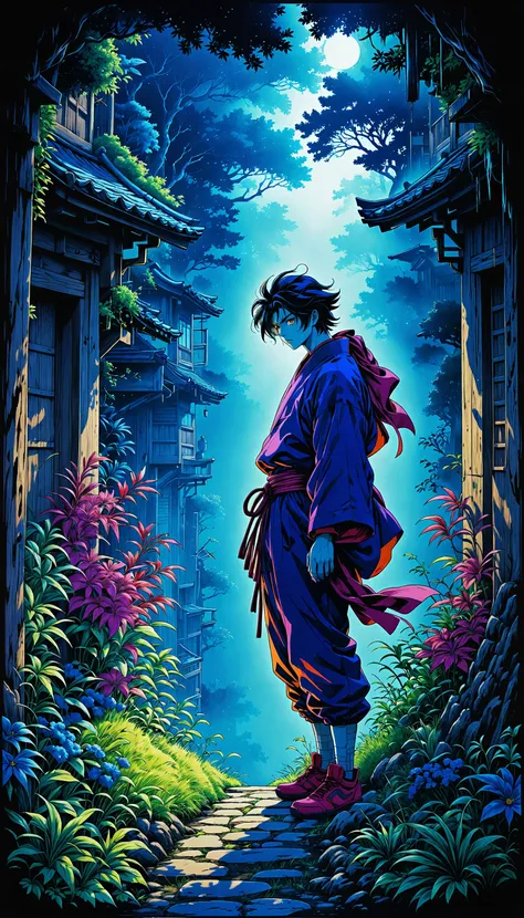 anime artwork manga style renaissance style anime artwork Suehiro Maruo, (80s style:0.65) (hand drawn, anime:1.2) intricately detailed linework, vibrant colors, a dark shinobi hiding in the shadows, anime line art, cell shading, A hand-drawn illustration in a Renaissance style anime artwork evokes the spirit of Suehiro Maruo. The art is richly detailed with intricate line work and vibrant colors. In the shadows, a mysterious figure lurks, their identity hidden from view. This piece belongs to the 80s anime genre and is reminiscent of the classic cell shading technique. The artist has skillfully captured the essence of anime line art. . vibrant, high-energy, detailed, iconic, Japanese comic style . anime style, key visual, vibrant, studio anime, highly detailed